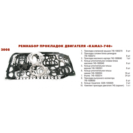Прокладки ДВС КамАЗ Евро-2 45 наимен.